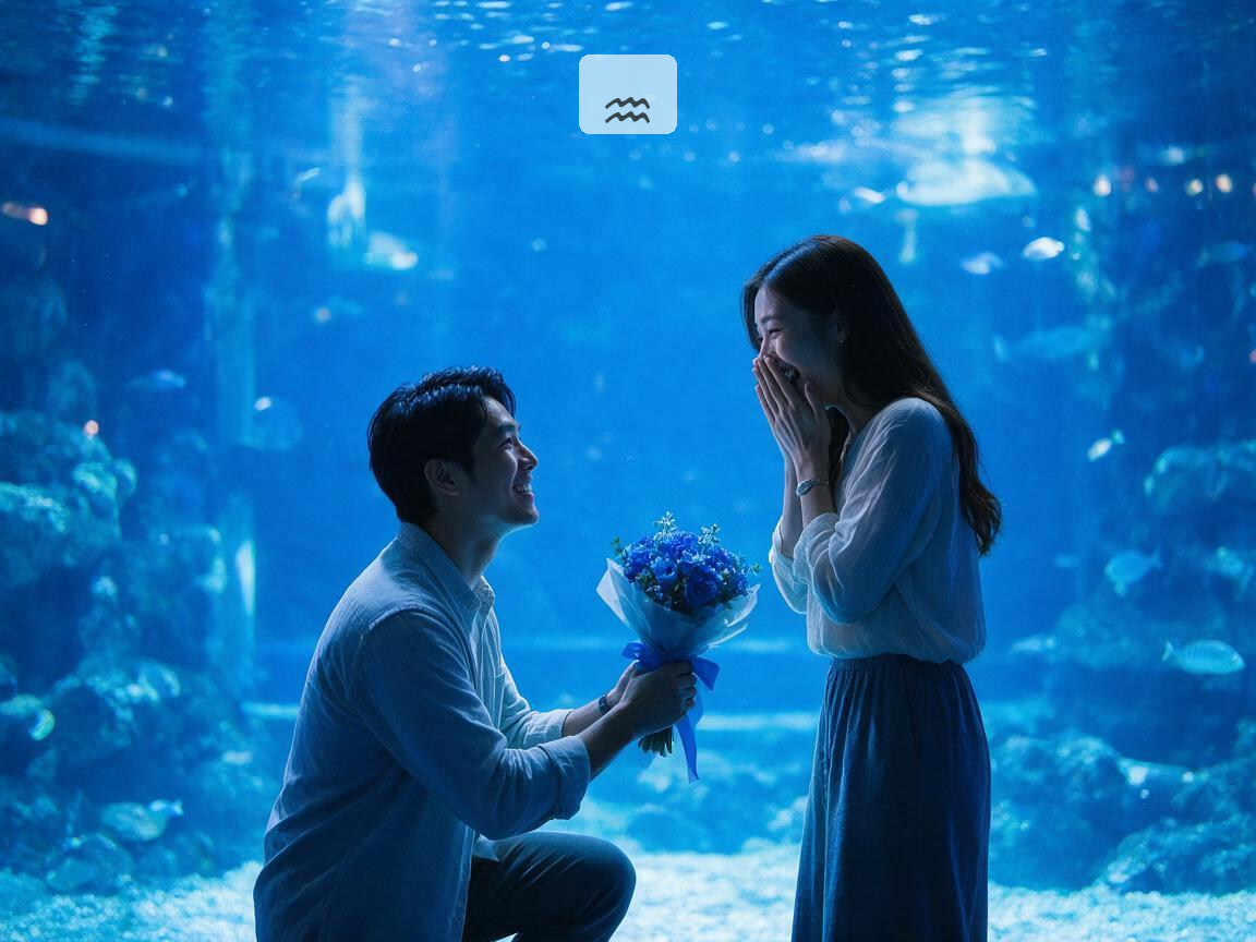 電光藍色水族館水瓶座創意求婚