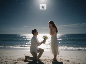銀白色海邊沙灘巨蟹座浪漫求婚
