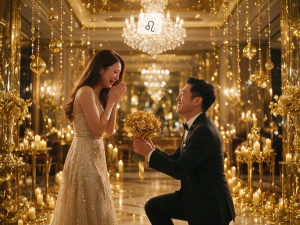 豪華酒店內的璀璨金獅子座求婚場景